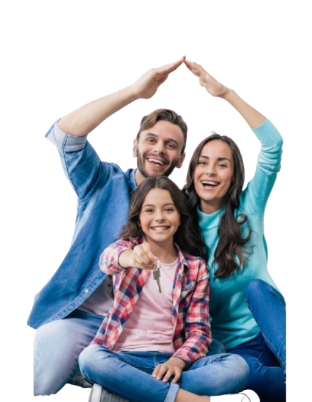 Happy Family Making House Shape - Insurance Protection